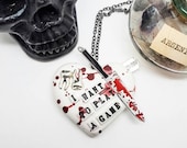 Halloween Saw necklace, Saw movie, Horror movie jewelry, Saw horror heart necklace, I want to play a game