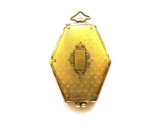 Antique Art Deco Hexagonal Locket with Inner Six Sided Frames and Celluloid Covers Circa 1920