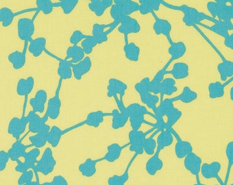 SALE/Amy Butler, Belle Fabric, Coriander/Choose, Sky Blue on Yellow or Brown/Quilt, Clothing/Cotton Yardage/Fat Quarter, Half, By The Yard