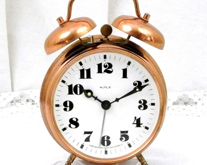 Working Vintage Two Bell Copper Mid Century Kiple Mechanical Alarm Clock, 1960s Retro Wind-up Bedroom Clock, Ticking Clock, Home Interior