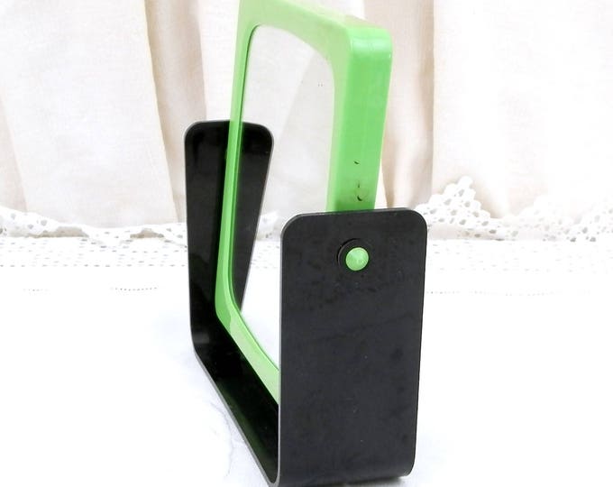 Vintage 1980s Swivel Make Up Vanity Mirror Double Sided with Green and Black Frame Free Standing or Wall Mounted, Bathroom Accessory