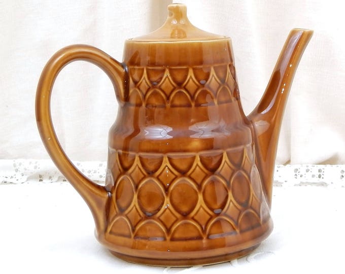 Vintage Mid Century Modern Ceramic Coffee Pot with Geometric Pattern, 1960s Pottery Tea Pot, Retro Kitchen Decor