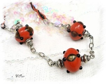 Red lampwork CO151 beads necklace