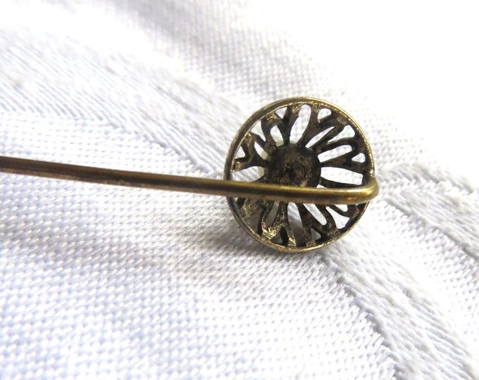 Vintage Pearl Stick Pin, Pearl Filigree Lapel Pin, Vintage Hat Pin