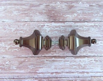Bronze metal decorative polygon shaped finials - architectural salvage - curtain rods - bathroom rods - lamp finial - repurpose