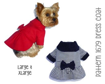 Dress Dog Coat Pattern 1679 * Large & XLarge * Dog Clothes Pattern * Winter Dog Coat * Dog Jacket * Warm Dog Coat * Little Dog Clothes