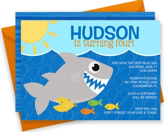 Shark Invitation, Shark Party, Shark Birthday Invitation, Shark Birthday, Shark Birthday Party, Shark Party Invite, Shark Invite | 561