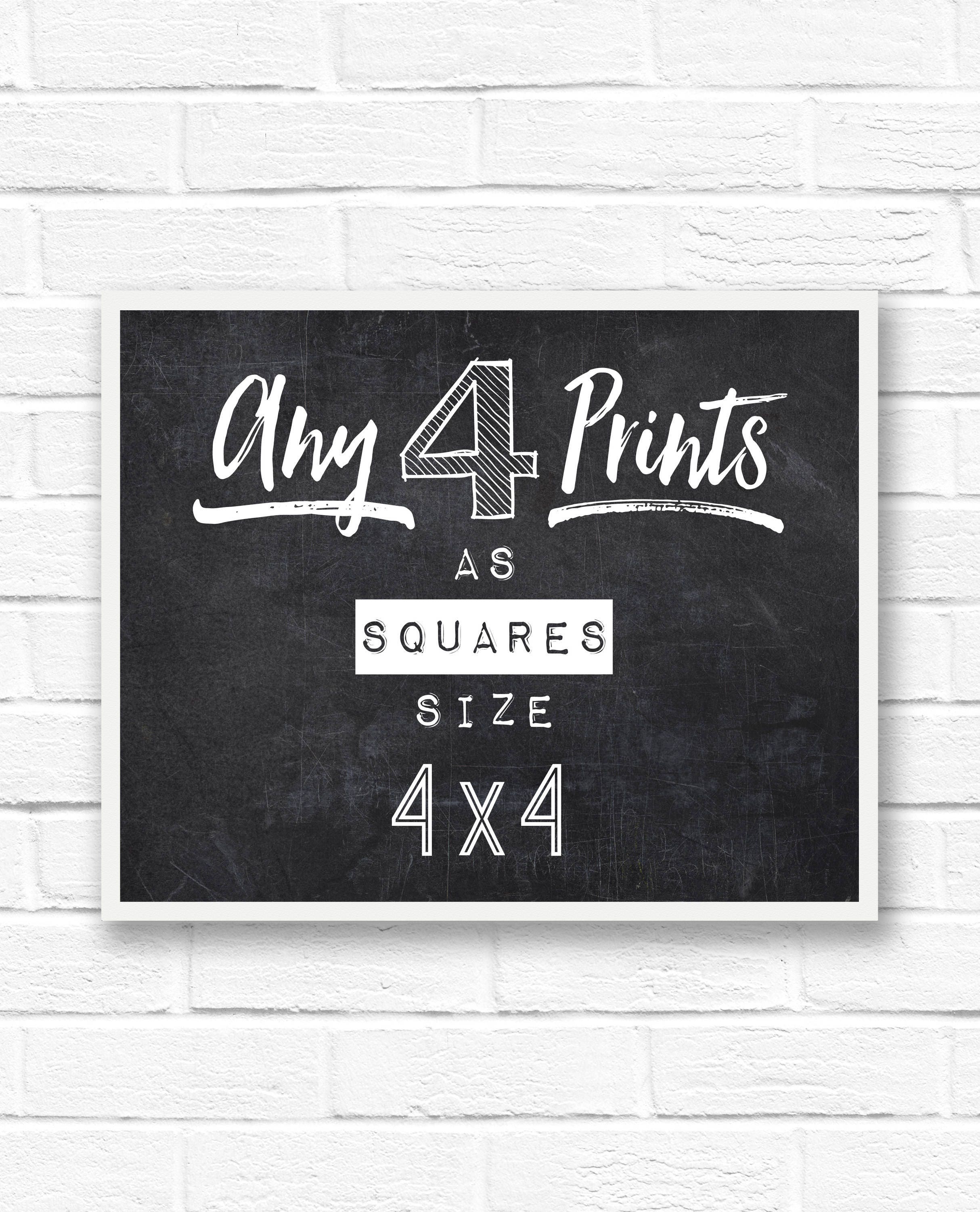 Square prints set of prints set of 4 small prints 4x4