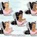 Ballerina Baby Sitting on Silver Shoes Pink Tutu Pearls | Vintage Baby Girl | 3 Skin Tones | Clipart Instant Download