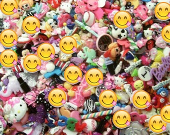 Assorted 25-100 pc. Childrens Grab Bag! Resin flat back, flatback ,cabochon, DiY, decoden, cell phone cases,hair bow centers, scrapbooks!
