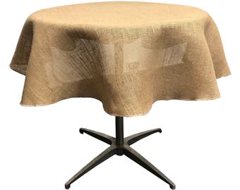 Natural Burlap Tablecloth Overlay 51/58-Inches Round. Made in the USA