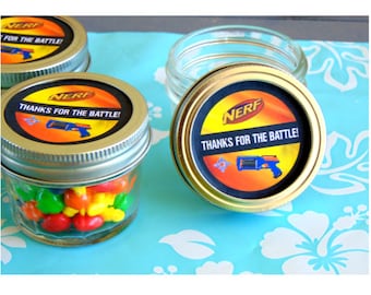 Mini mason Jar Nerf Party Favors, Candy Jar Party Favor, Set of 5