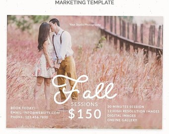 SALE Fall Marketing Board, Fall Mini Session Digital Marketing Template for Photographers, Fall Minis, Fall Photoshop Template, m154