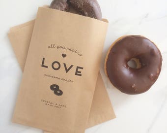 50 Donut Bags - Kraft Wedding Favour Paper Bags - Set of 50