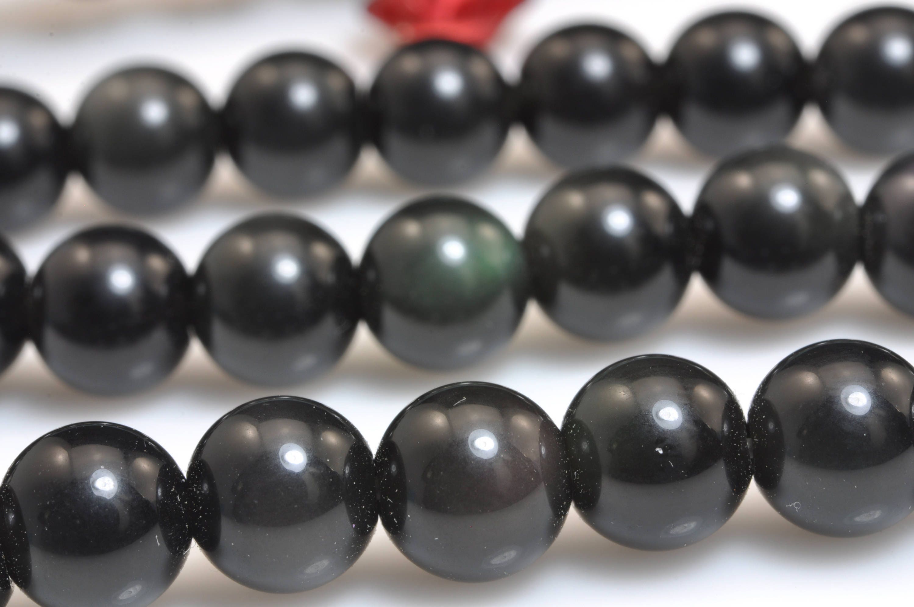 62 pcs of Natural obsidian smooth round beads in 6 mm (0774) from