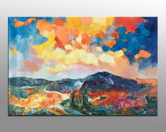 Abstract Painting, Modern Art, Large Wall Art Canvas, Large Landscape Painting, Original Art, Abstract Canvas Painting, Abstract Landscape