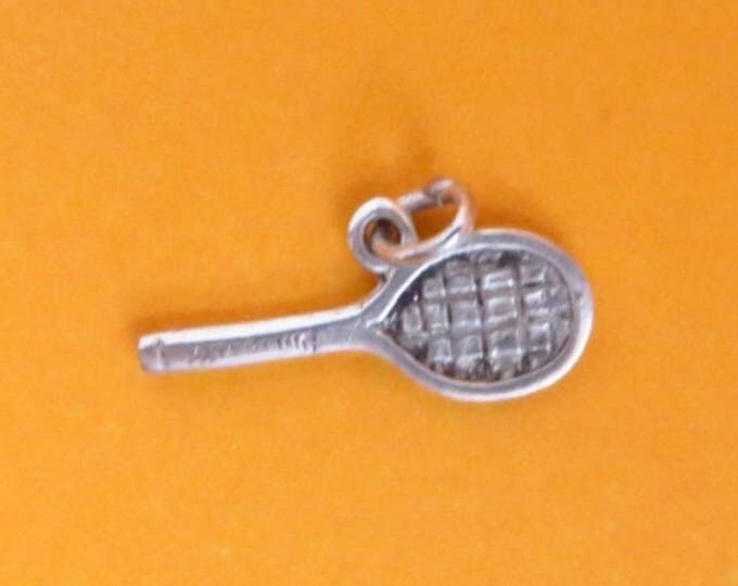 Sterling Tennis Racket Charm - Vintage 1940s Sterling Silver Pendant, Starter Charm Gift Idea