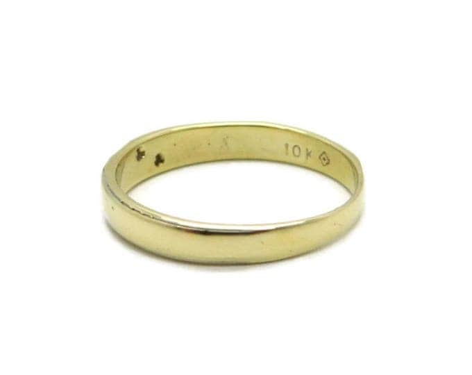 10K Gold Wedding Band - Diamond Studded Ring | Vintage Estate Wedding Band | Size 4.5