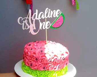 Watermelon birthday topper, Watermelon first birthday, One in a melon cake topper, 1st birthday cake topper, watermelon cake topper, one