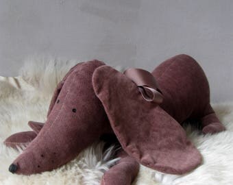 Weiner dog Stuffed animal dog Dachshund toy pillow Brown Sausage dog Velvet dog toy Dog lover gift Dog Doxie Soft toy dog Plush dog toy
