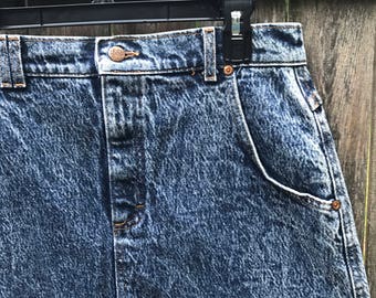 Acid Wash Denim High Waisted Skirt