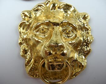 Enormous 1970's Lion Pendant with Extra Long Chain