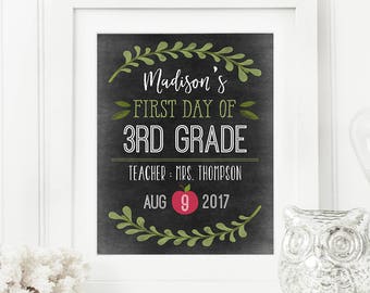 Printable Back To School Chalkboard Sign Editable Template, Use For First or Last Day of School, Instant Download 8x10 inches