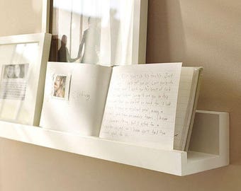 Set of 2 White Ledge Shelves, Nursery Ledge Shelf, Gallery Wall Shelf, Wooden Book Shelf, 16 inch 24 inch