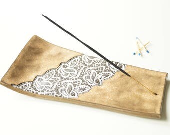 Incense Stick Burner, Beige Incense Holder, Incense Tray, Incense Plate, Ash Catcher, Ceramics and Pottery, Aromatherapy, Meditation, Yoga