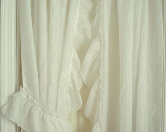 Vintage Shabby Curtains Priscilla Ruffled White Ivory Panels Set of 2 43