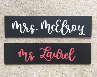 Hand Lettered Name Chalkboard | Teacher Name Plate | Teacher Sign | Chalkboard Sign | Teacher Chalkboard | Southern Sweetheart Gifts