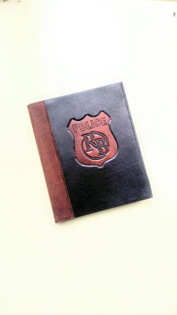 Leather Folder Notebook pocket Cover Monogramed Law police