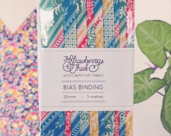 Liberty of London Bias Binding - Helen and Norman B- 3m - 20mm - 100% cotton Liberty Tana Lawn - 3m 3.28 Yards