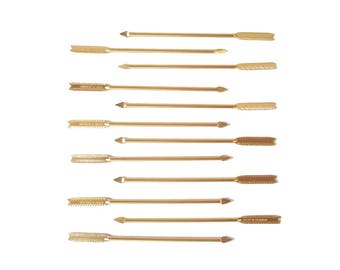 Vintage Gold Arrow Cocktail Picks/ Hors d'oeuvre Picks/ Appetizer Picks/ Snack Picks/ Party Picks/ Made in England/ Serving/ Set of 12