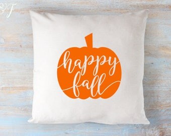 Happy Fall Pillow 16 x 16 Pillow Cover Zip Closure Fall Pillow