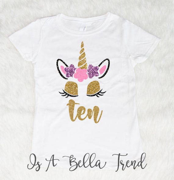 Ten Unicorn Birthday Shirt Birthday Girl Shirt Birthday