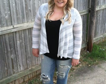 White Cardigan with Sheer Panel Back