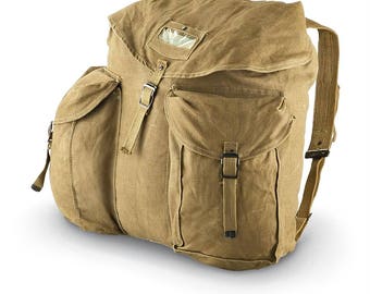 Stained Rusted Vintage Italian army rucksack backpack day pack ruck sack shoulder bag canvas military