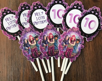 12 Personalized Disney Descendants 2 Inspired Cupcake Toppers, Food Picks or Party Decorations