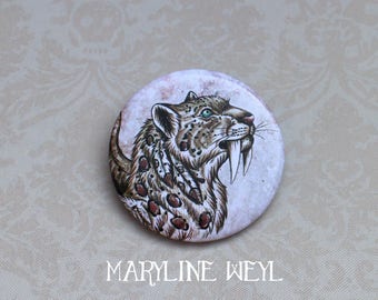 saber tooth Tiger brooch badge