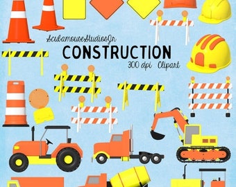 80% OFF SALE Construction Clipart, Commercial Use Digital Graphics, Traffic Clipart, Caution Sign Clipart