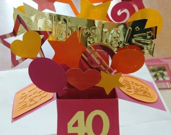 Card box birthday 3D - Celebrate! Balloons, stars