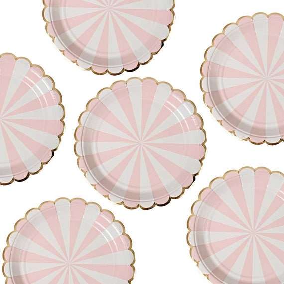 Pink Plates Large Meri Meri Gold & Pink Paper Plates