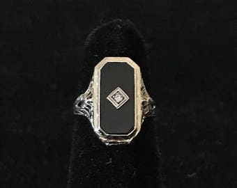 Vintage onyx ring | Etsy