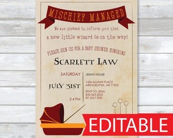 Harry Potter Baby Shower Invitation | Instant Download Sprinkle Invite | Editable PDF | 5x7" A7