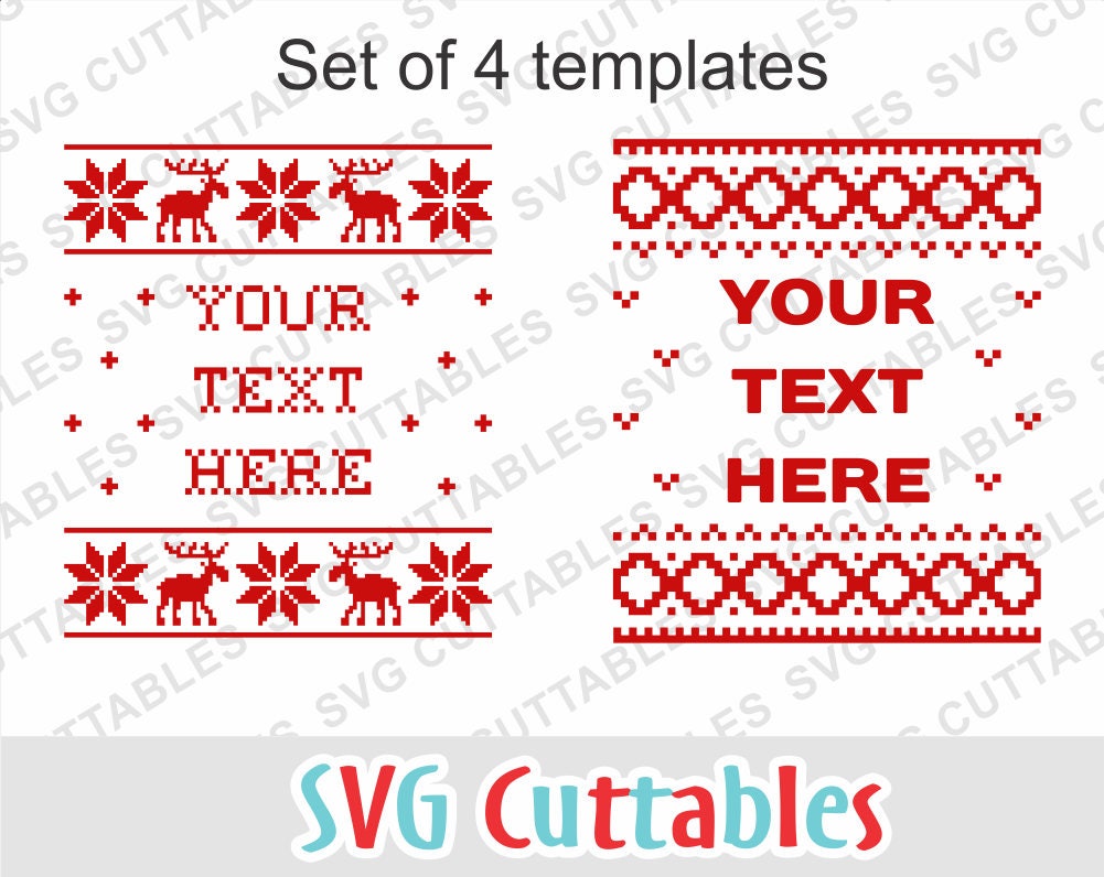 Download Christmas Sweater SVG EPS DXF Set of 4 templates plus