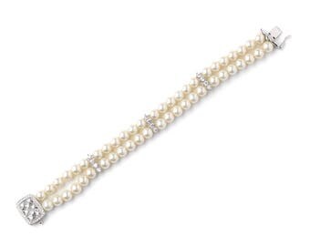 Ivory Pearl Bracelet, Vintage Pearl Bracelet, CZ Pearl Bridal Jewelry, Pearl Wedding Jewelry, Pearl Jewelry, Bridal Accessory