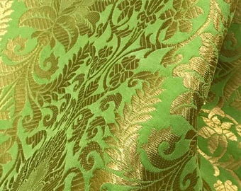 30% OFF Indian Silk Brocade Mint Green and gold Fabric,Wedding Indian brocade,Brocade by yard, dress fabric, Wedding brocade