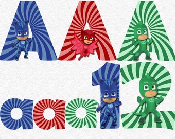 pj masks alphabet etsy