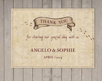 Wedding Harry Potter Thank you card Marauder's map - Digital file - DIY